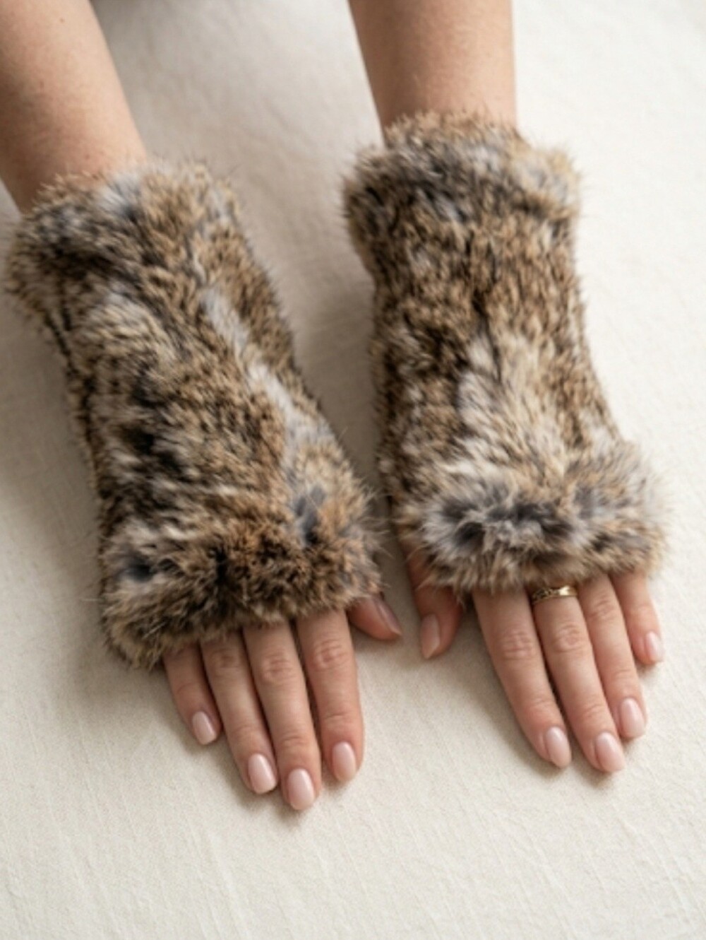 Real Rabbit Fur Winter Mittens, Warm Women's Gloves, Luxury Hand Warmers